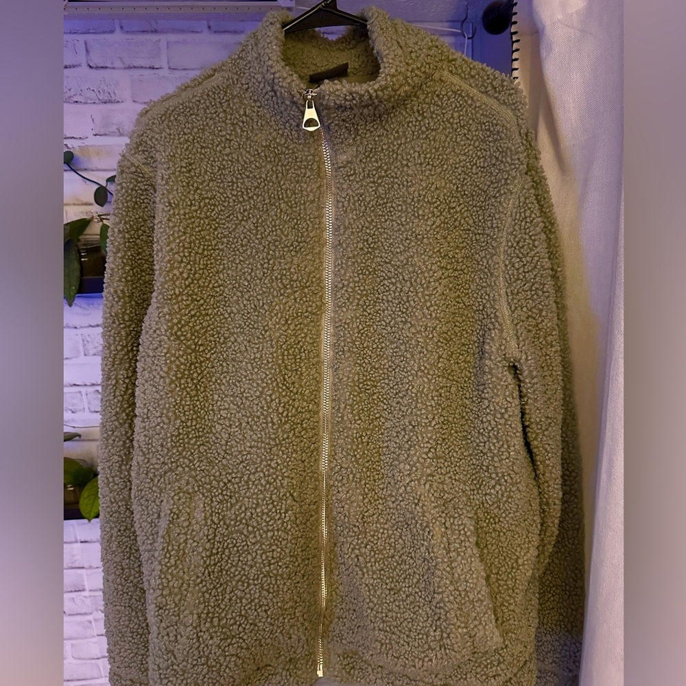 H&M Sherpa Jacket, full zipper, green, men’s XL